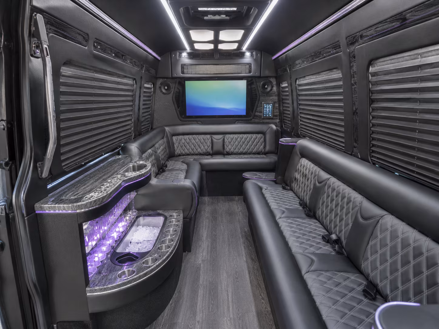 everett 28 passenger party bus inside
